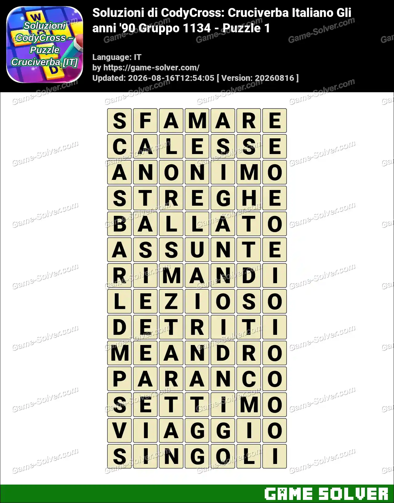 Soluzioni di CodyCross: Cruciverba Italiano Gli anni ’90 Gruppo 1134 – Puzzle 1